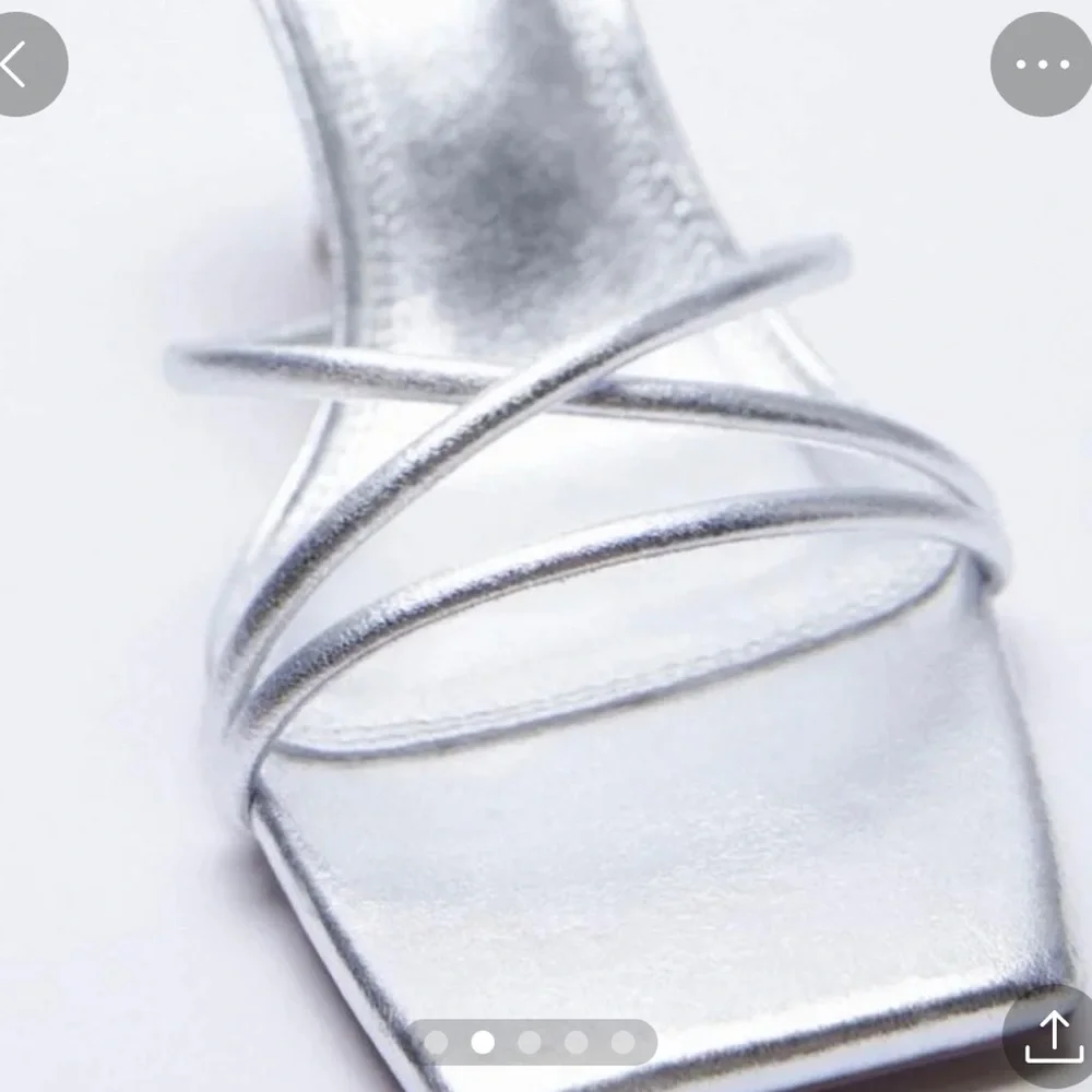 ZARA Beautiful Metallic Silver Slip On Front Strap Stiletto🔥🔥🔥 - Picture 10 of 12